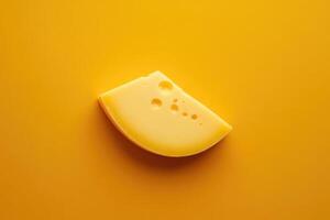 A Slice of Swiss Cheese with Holes on a Yellow Background photo