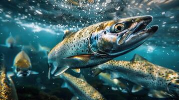 Several fish are visible, including a large one that appears to be spawning. photo