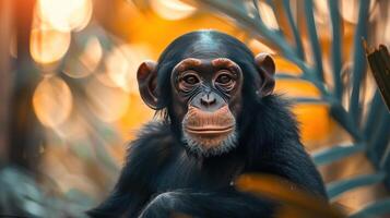 a picture of a monkey with an intriguing expression. photo