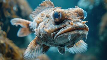 a picture of a fancy pufferfish. It has an intricate pattern and a very large size. photo