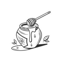A black and white drawing of a jar with honey vector