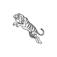 A drawing of a tiger jumping vector