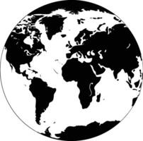 The earth is shown in black and white vector