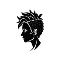 A woman with a mohawk is shown in silhouette vector