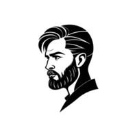 A man with a beard and a beard in a black and white silhouette vector