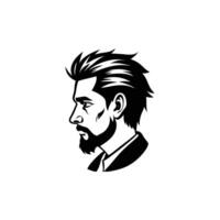 A man with a beard and mustache in a black and white logo vector