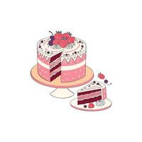 A cake with strawberries and cream on top vector