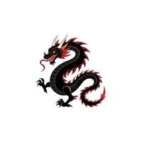 A black dragon with red tail on a white background vector