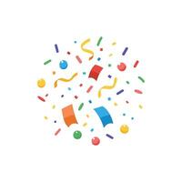 Colorful confetti and streamers on a white background vector