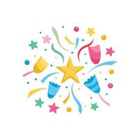 A star and confetti are surrounded by other items vector