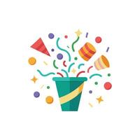 A green bucket with confetti and party hats vector