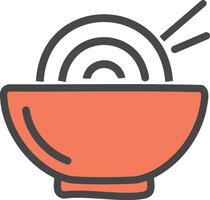 a bowl with ramen noodle and chopstick vector