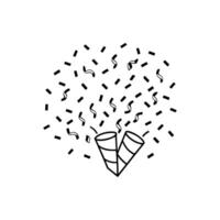 A black and white drawing of confetti vector