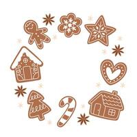 Christmas gingerbread cookie frame with copy space vector