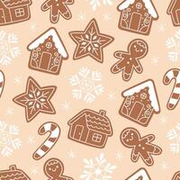 Seamless Christmas gingerbread cookie pattern vector