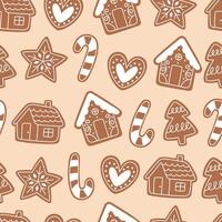 Seamless Christmas gingerbread cookie pattern vector