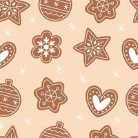 Seamless Christmas gingerbread cookie pattern vector