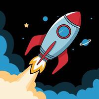 Rocket Spaceship Launch With Rocket Background vector