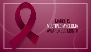 Multiple Myeloma Awareness Month concept. Banner template with burgundy ribbon and text. vector