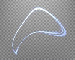 Curved blue glowing ring. Neon realistic energy flare circle. Abstract light effect vector