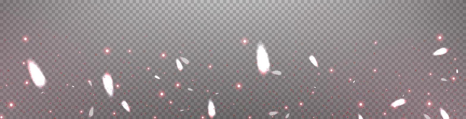 Red glittering dots, particles, stars magic sparks. Dust cloud flare light effect. Red luminous points with smoke