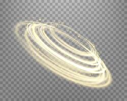 Gold magic glowing ring. Neon realistic energy flare halo ring. Abstract light effect vector