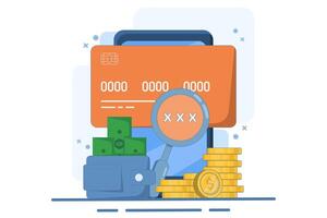 Security code financial concept, Smart phone with payment card, online payment with protection, security for online shopping, gold coins on isolated background, Digital marketing illustration. vector