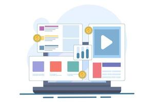 Search engine advertising campaign, eCommerce advertising on search engines, search marketing concept, Pay per click, Advertising analysis, flat illustration on background. vector
