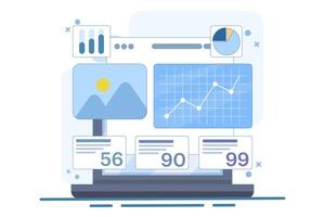 Business development concept. Marketing. Modern way to advertise and find customers. SEO. Business analysis, market research, product testing, data analysis. Flat illustration. vector