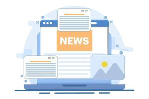 The concept of reading news online. Access to the latest news via the Internet and the ease of receiving information, Browse publications and articles that have been read directly in newspapers. vector