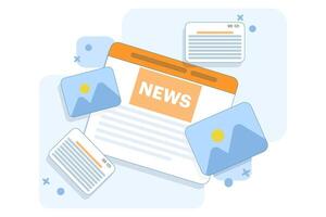 The concept of reading news online. People read publications and articles directly in newspapers, bulletin information, Access to current news via the Internet and ease of receiving information. vector