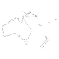 Linear map of Oceania with countries. Stylized map of the continent of Oceania in a minimalistic modern style vector