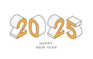 New year 2025 poster design with isometric figures without filler. Flyer, banner, poster design concept in minimalistic style. vector