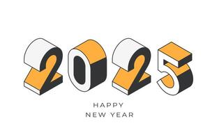 New year 2025 design simple modern poster with isometric numbers. Flyer, banner, poster design concept in minimalist style. vector