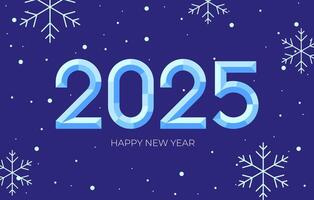 New year 2025 poster design with stylized ice numbers. Christmas design concept of greeting card flyer, banner, poster in abstract style. vector