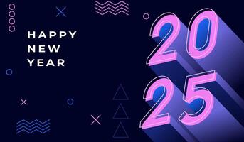 New Year 2024 poster design with voluminous purple numbers. Concept of colorful design of greeting card, flyer, banner, poster in abstract style. vector