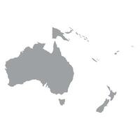 One-color map of Oceania with countries. Stylized map of the continent of Oceania in a minimalistic modern style vector