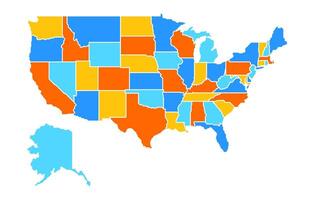 Stylized map of USA with states with white borders. US map with all states in a minimalistic modern style. vector