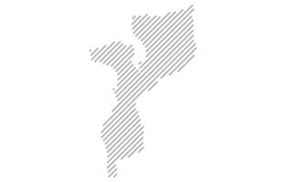 Stylized linear map of Mozambique in minimalistic style. illustration of the map of the country. vector