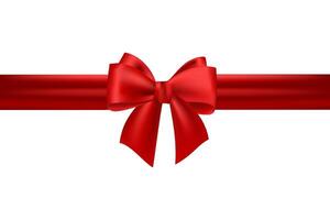 Red bow tie ribbon isolated background. vector