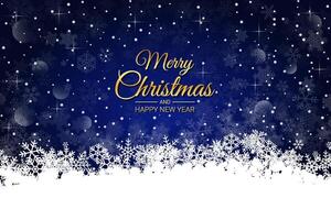 Classic Merry Christmas and New Year Snowflake Background in Midnight Blue vector
