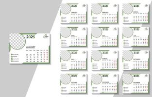 2025 Calendar Template with Editable Design for Business Branding and Logo Integration vector