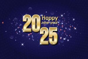 Happy New Year 2025 celebration with gold text and sparkles vector