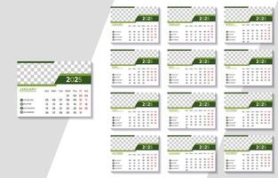 2025 Calendar Template with Customizable Photo Area and Green Accents vector