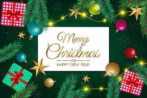 Festive Merry Christmas and Happy New Year background design vector