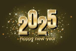 Golden 2025 Happy New Year on Sparkling Background vector