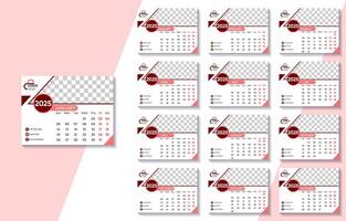 2025 new year clean calendar template vector