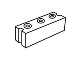 Outline cement cinder Block Isolated on White Background. Editable stroke. vector