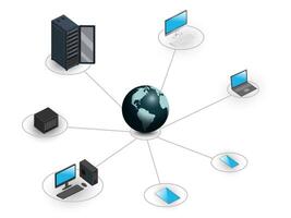 LAN Network Diagram. Cloud computing data center. vector