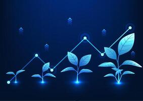 Financial Technology The growth tree behind is a graph, showing the growth of the company's profits, like a tree that gradually grows, growing along with the expansion of the business around the world vector